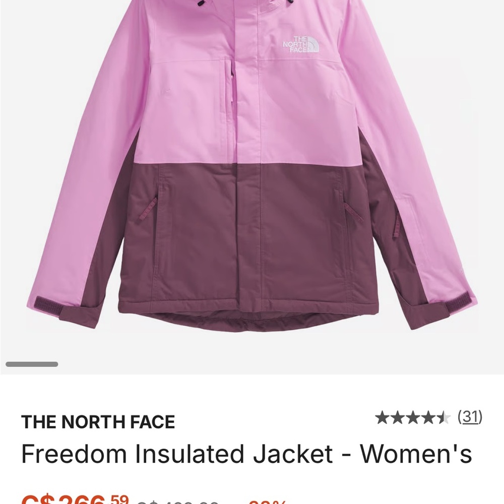 The North Face Women's Ski Jacket - Pink and Brown